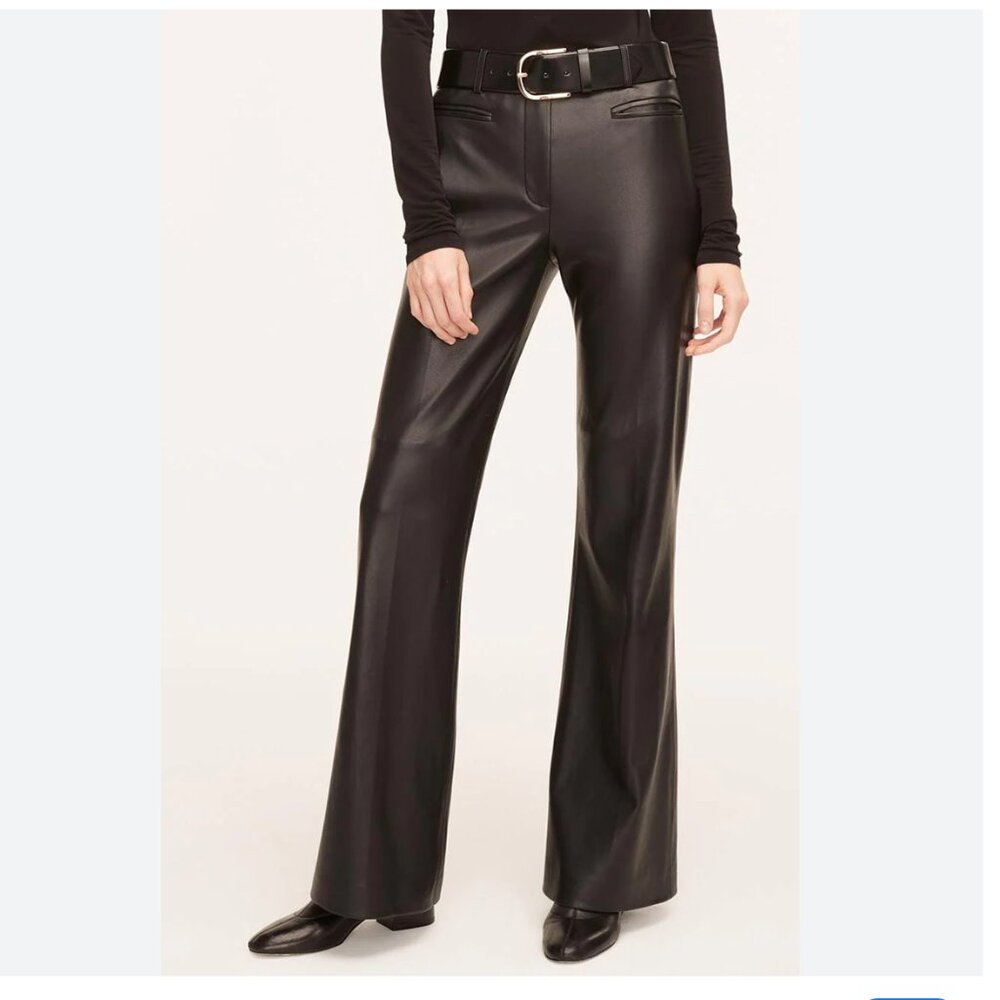 NWT Rebecca Taylor Vegan Leather Trouser in Deep Port